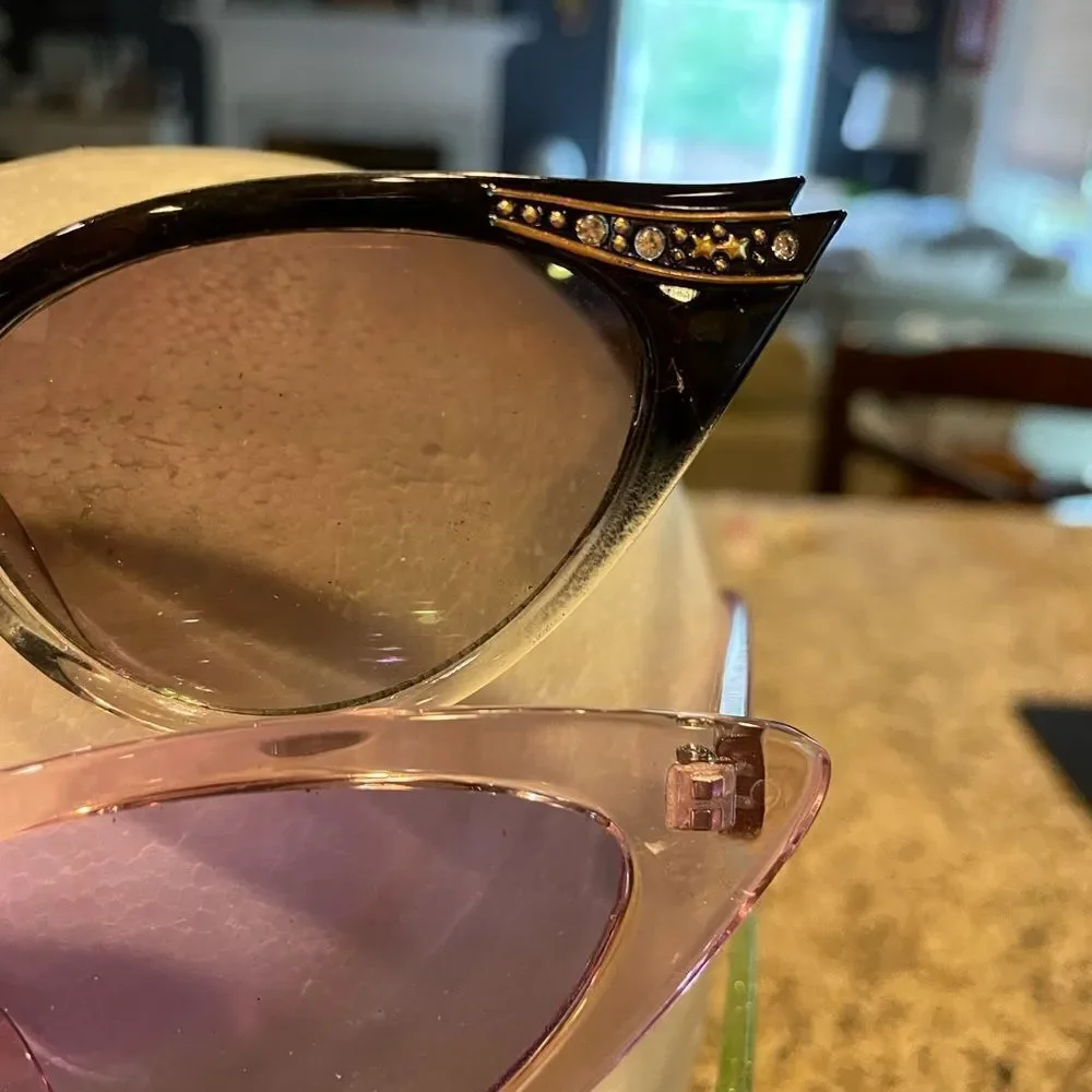 Women’s Cat Eye Sunglasses Black Pink Green Sparkle